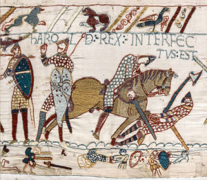 4. Détail de la tapisserie de Bayeux (Scène 57, Mort du roi Harold)